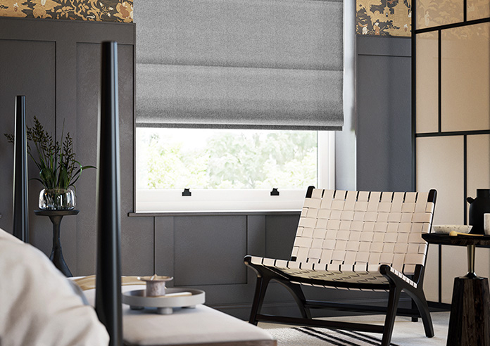 Roslin (Blackout), Koala Grey - Motorised Roman Blind - Image 5